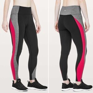 Lululemon Get Going Train Tight 28” in Black / Heathered Black / Flamenco Red